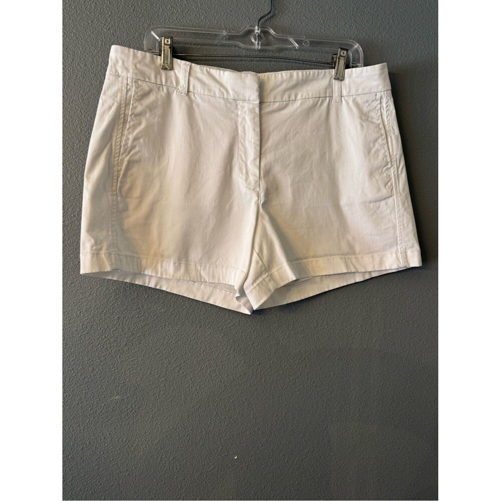 J.Crew Womens White Stretch Chino Shorts Size 12 Cotton Flat Front Casual